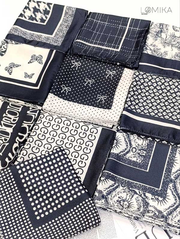 مینی اسکارف پک سفیدمشکی بسته10طرحی کد mt73 (عمده)