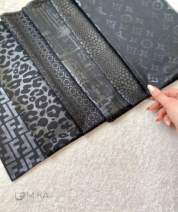 مینی اسکارف مشکی مجلسی بسته6طرحی کد mm20 (عمده)