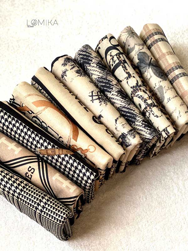 شال جیر پک مشکی کرم بسته10طرحی کد sc81 (عمده)