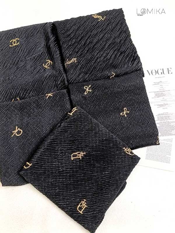 مینی اسکارف پلیسه گلدوزی بسته5طرحی کد mm21 (عمده)