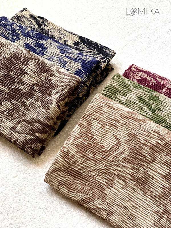 شال پلیسه طرح گل بسته6رنگی کد sp49 (عمده)