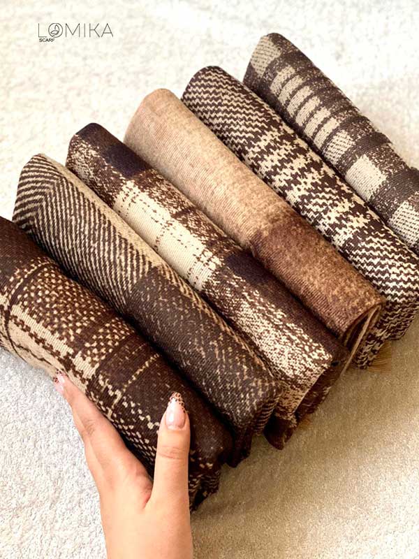 شال جیر پک قهوه ای طرح بیگ اسکارف بسته6طرحی کد sc59 (عمده)