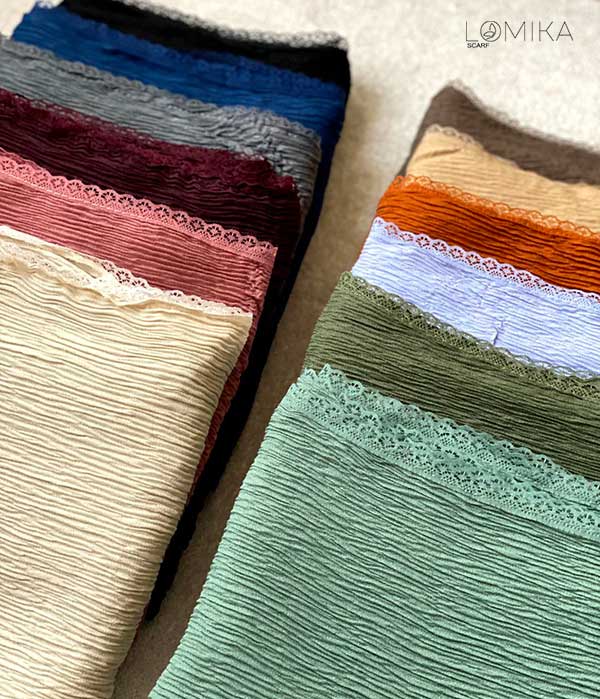 شال پلیسه دورگیپور بسته12رنگی کد sp52 (عمده)