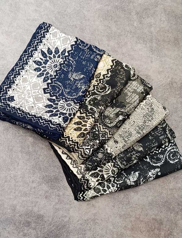 روسری چاپ خیس بسته6رنگی کد r141 (عمده)