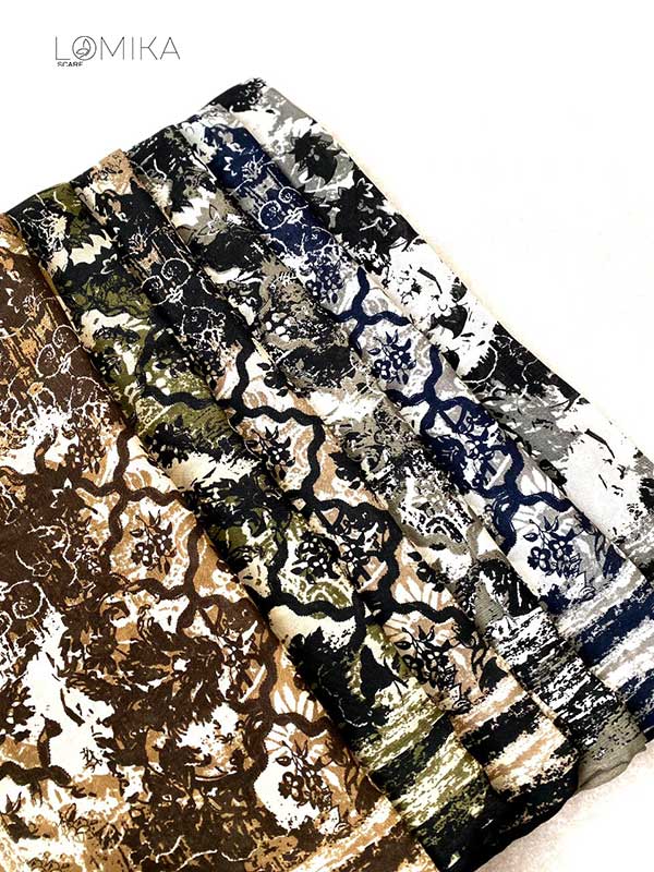 روسری چاپ خیس بسته6رنگی کد r147 (عمده)