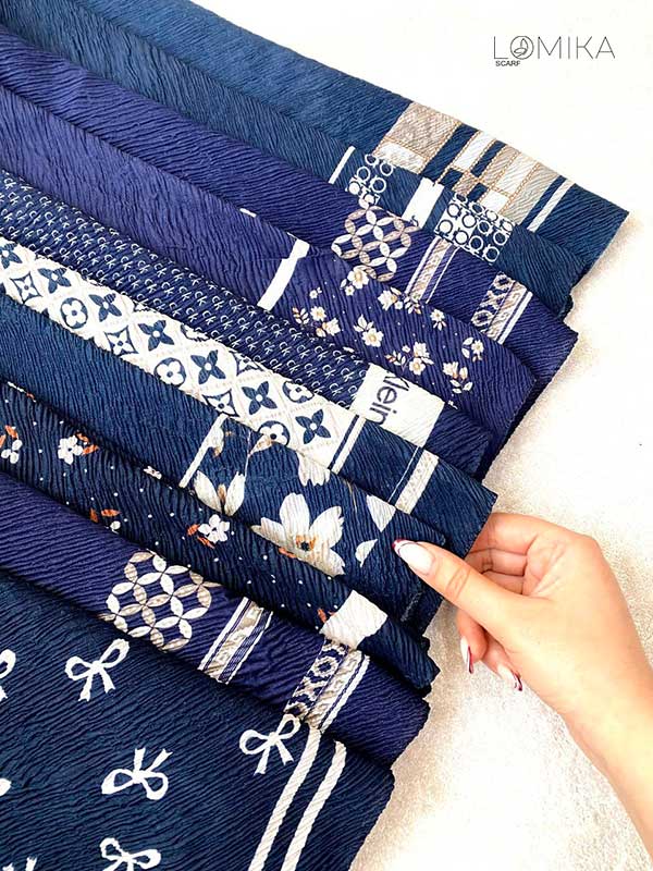 روسری پلیسه پک سورمه ای بسته10طرحی کد r148 (عمده)