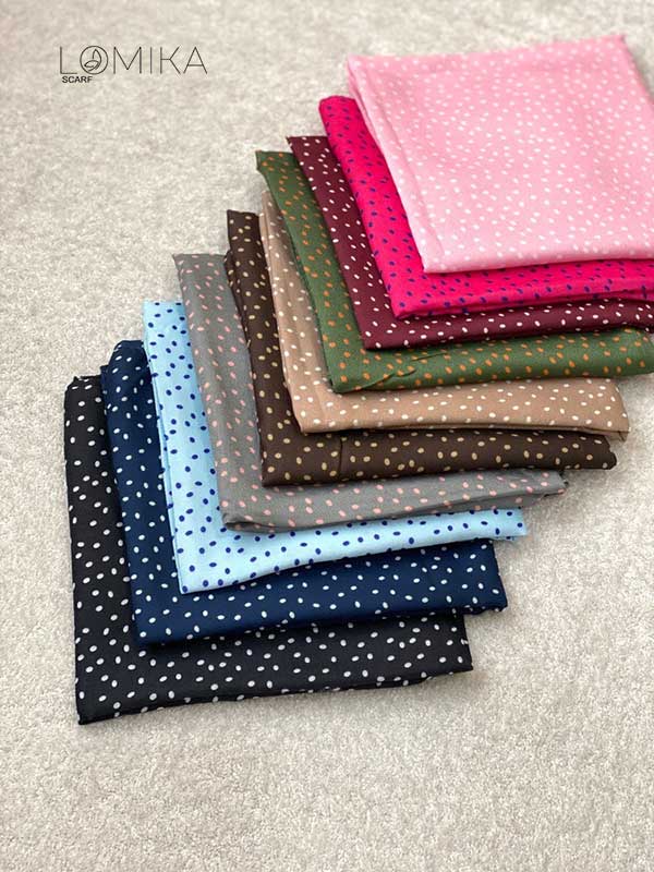 مینی اسکارف خالخالی بسته10رنگی کد mt66 (عمده)