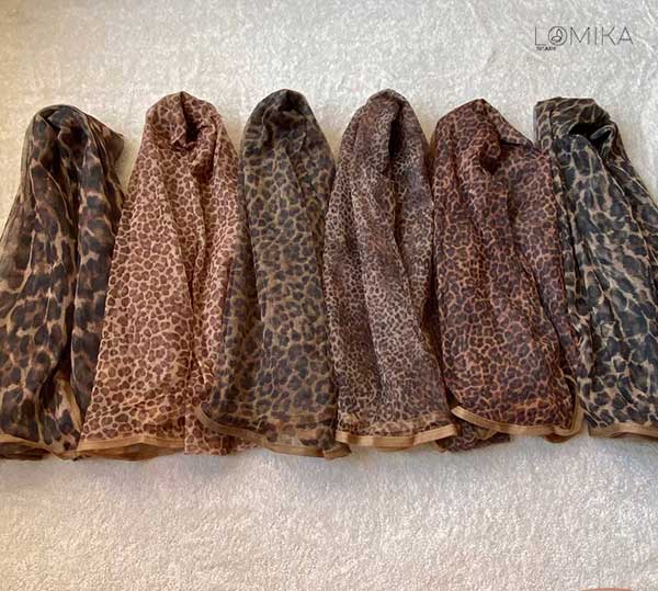 شال توری پلنگی بسته6طرحی کد sh59 (عمده)