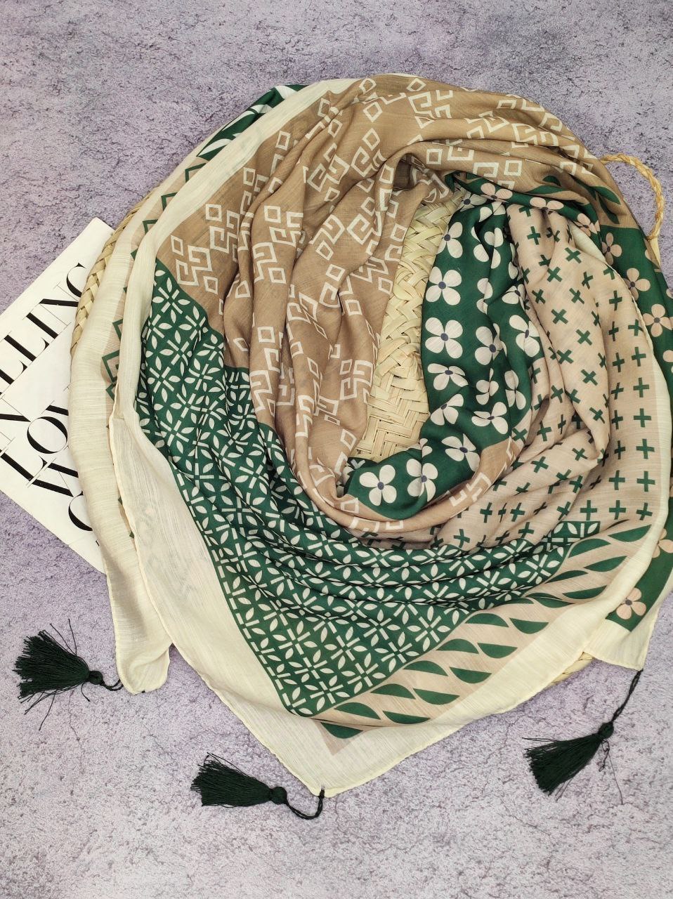 روسری نخی منگوله بسته6طرحی کدr1 (عمده)