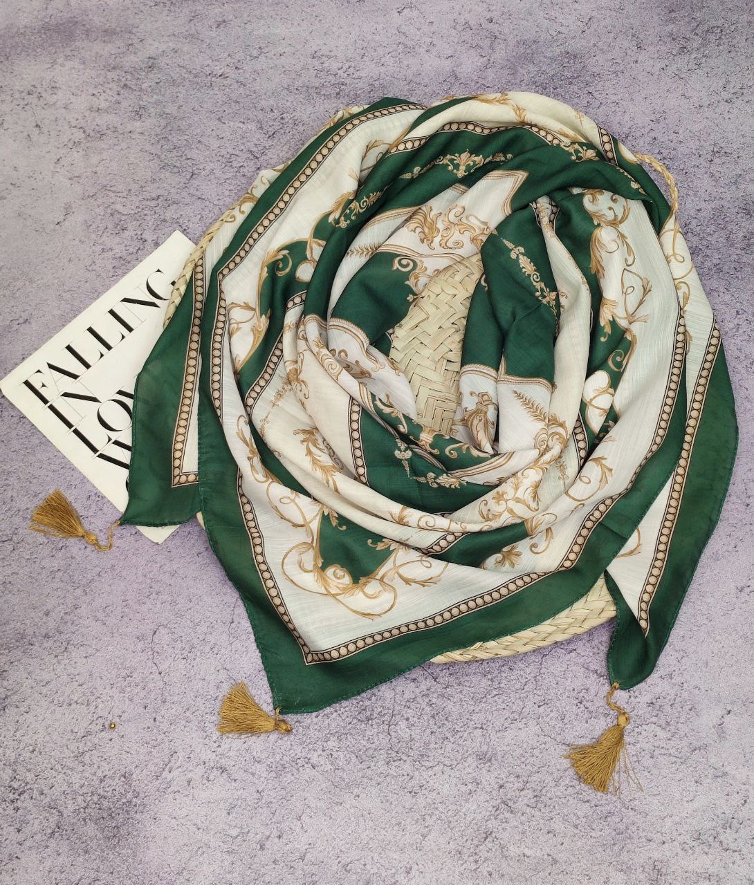 روسری نخی منگوله بسته6طرحی کدr1 (عمده)
