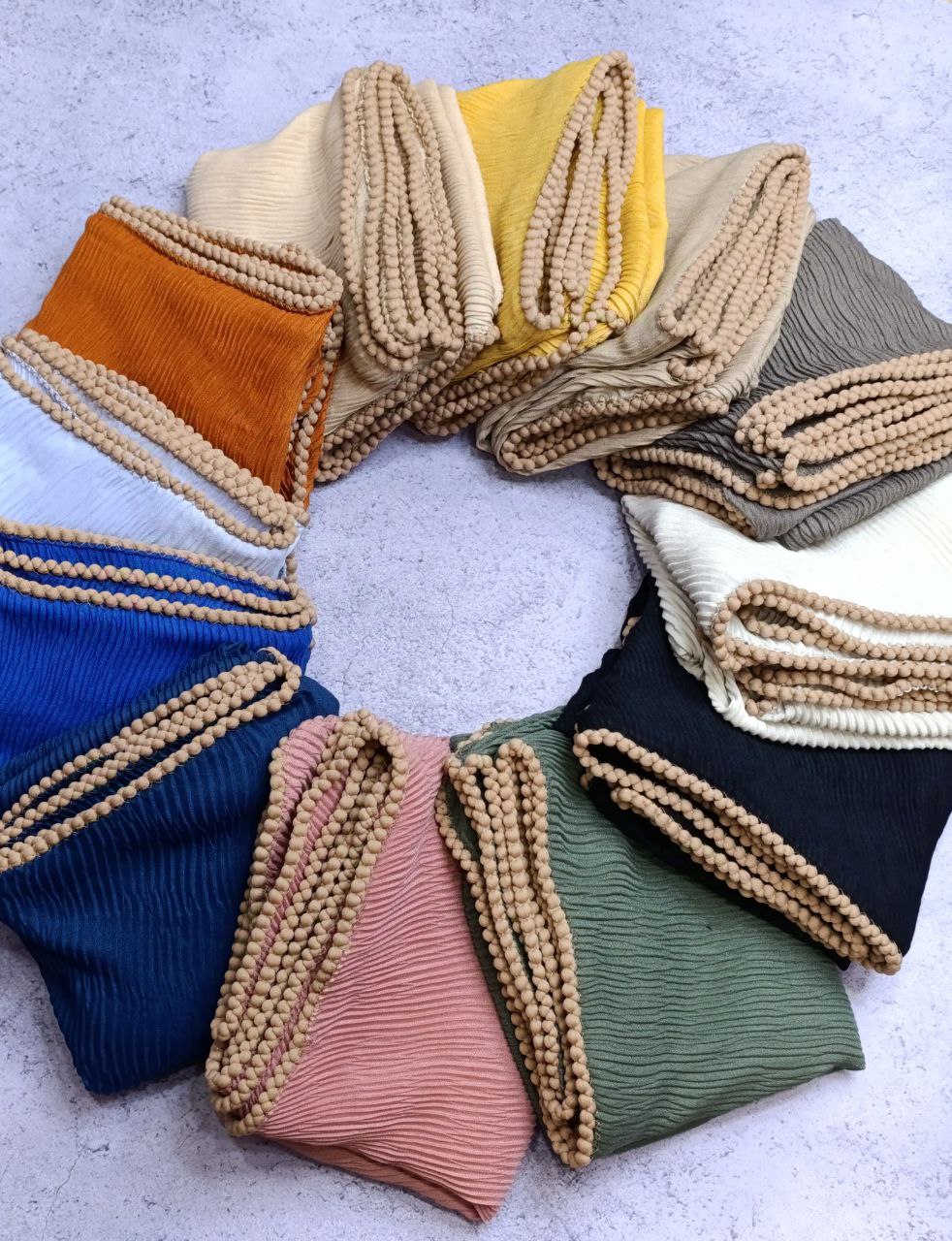 شال پلیسه تسبیحی بسته12رنگی کد sp38 (عمده)