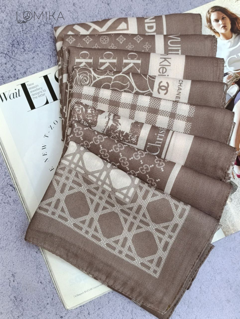 مینی اسکارف پک نسکافه ای بسته8طرحی کد mt27 (عمده)