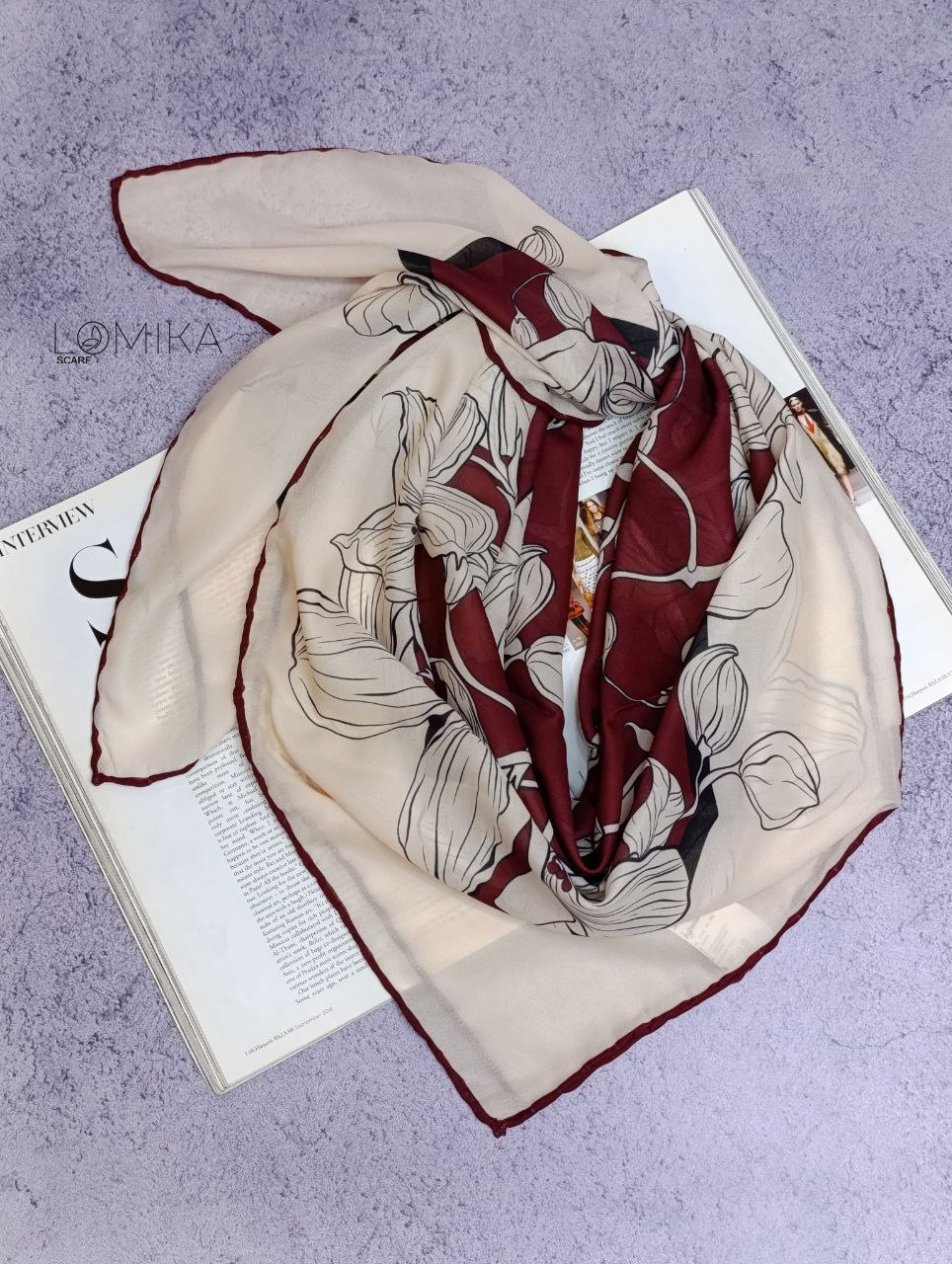 روسری حریر دستدوز بسته6رنگی کد r63 (عمده)