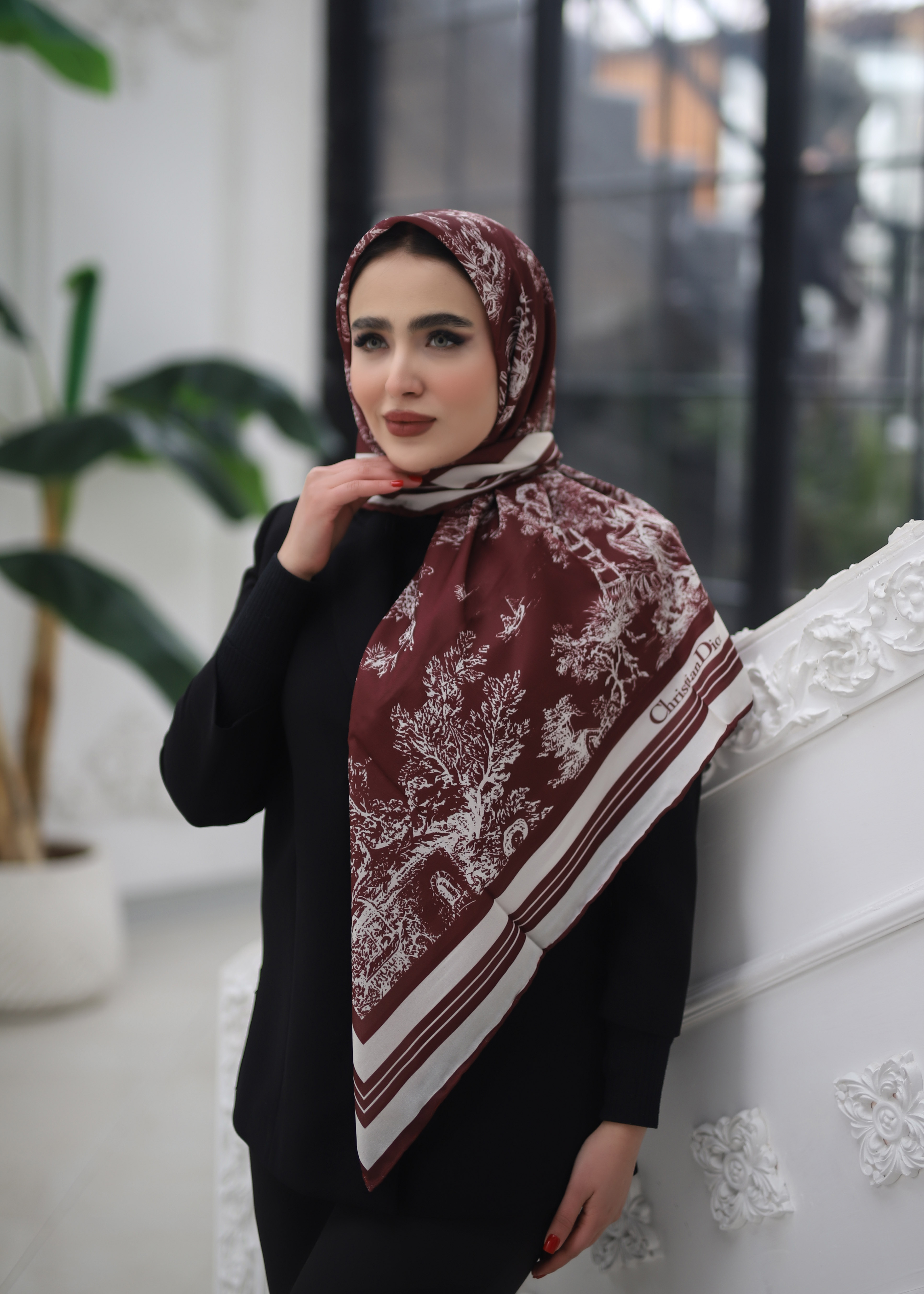 روسری حریر دستدوز بسته8رنگی کد r70 (عمده)