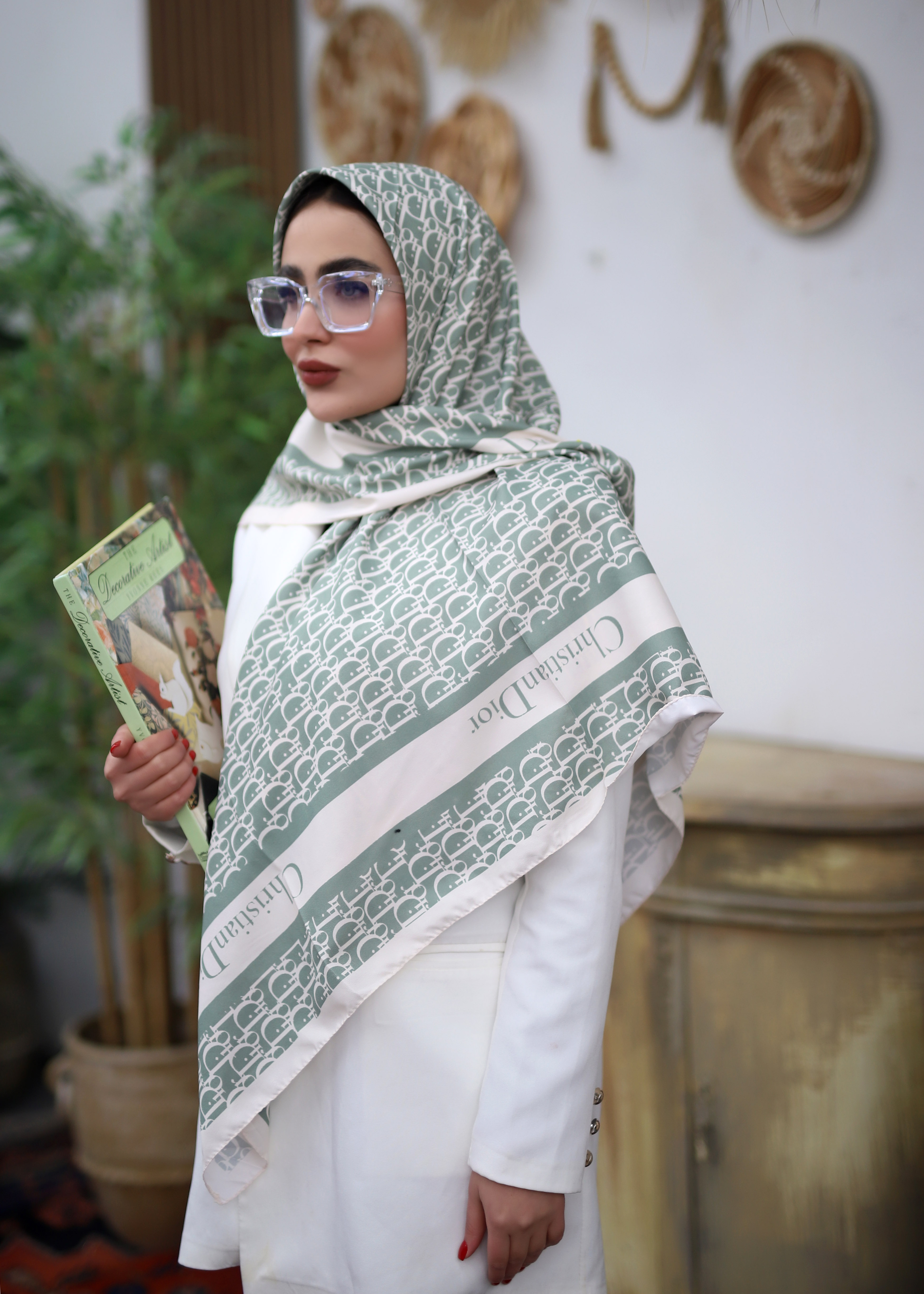 روسری ابریشم توییل پک سبز پاستیلی بسته6طرحی کد r76 (عمده)
