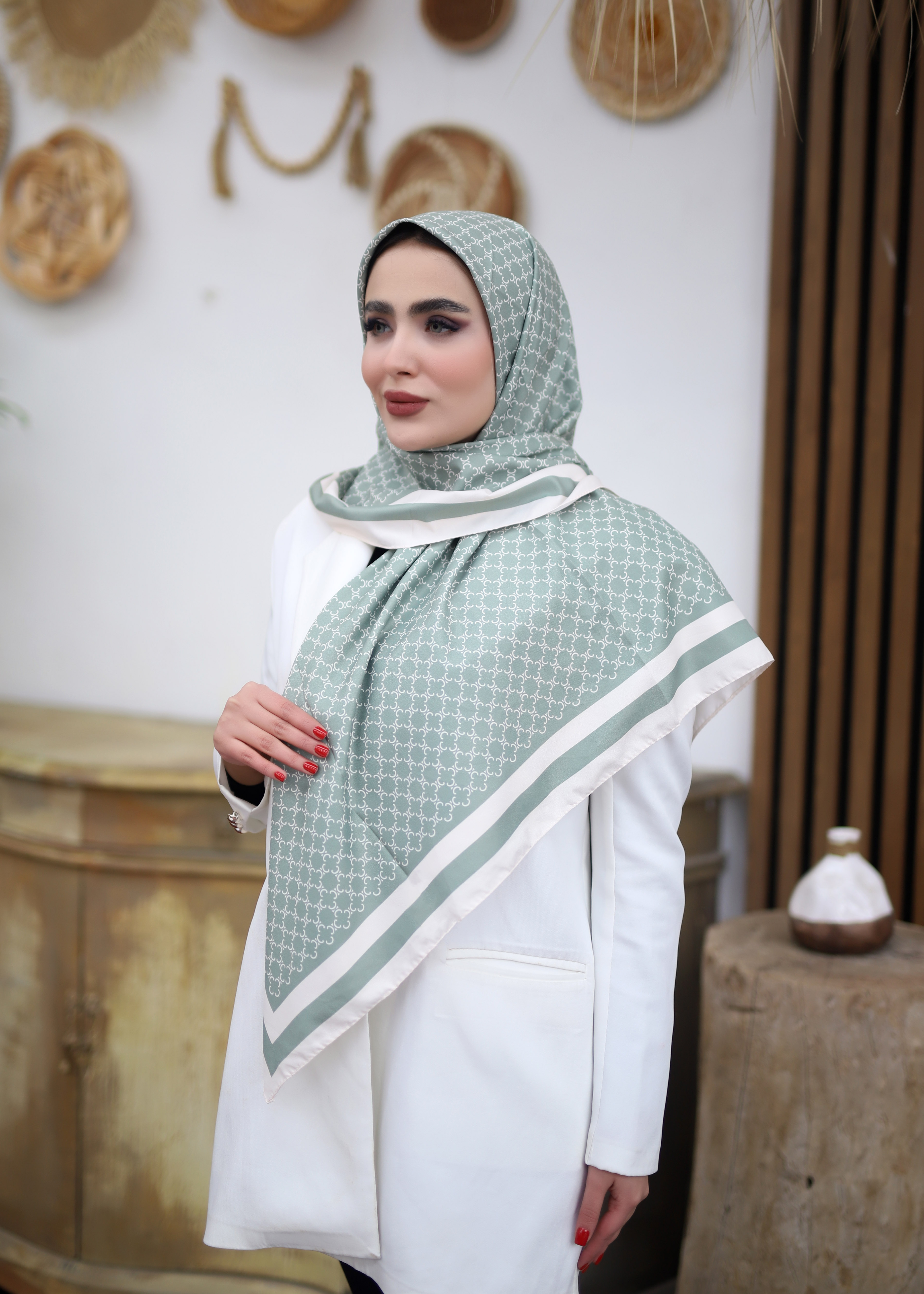 روسری ابریشم توییل پک سبز پاستیلی بسته6طرحی کد r76 (عمده)