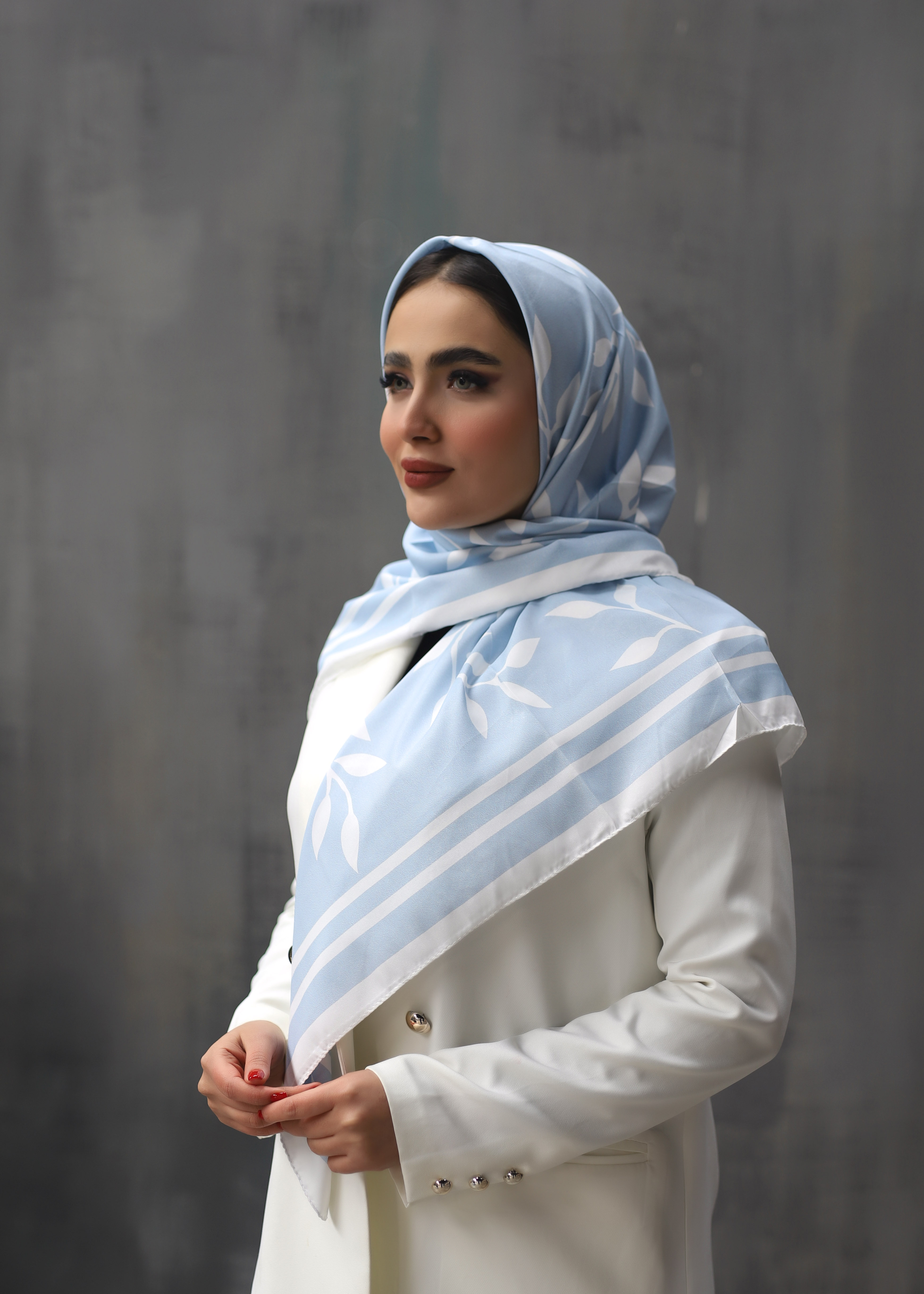 روسری ابریشم توییل پک ابی روشن بسته6طرحی کد r77 (عمده)