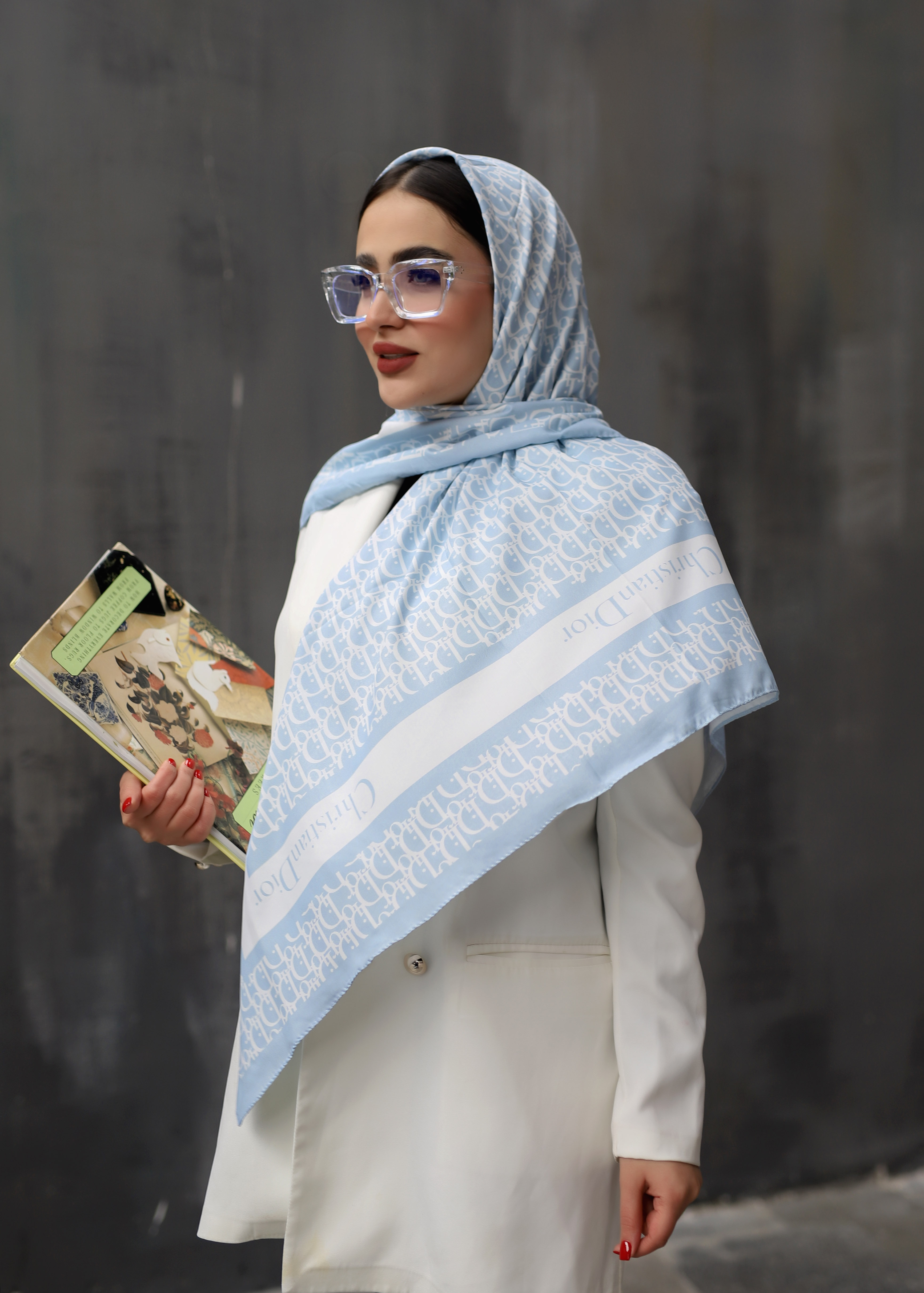 روسری ابریشم توییل پک ابی روشن بسته6طرحی کد r77 (عمده)