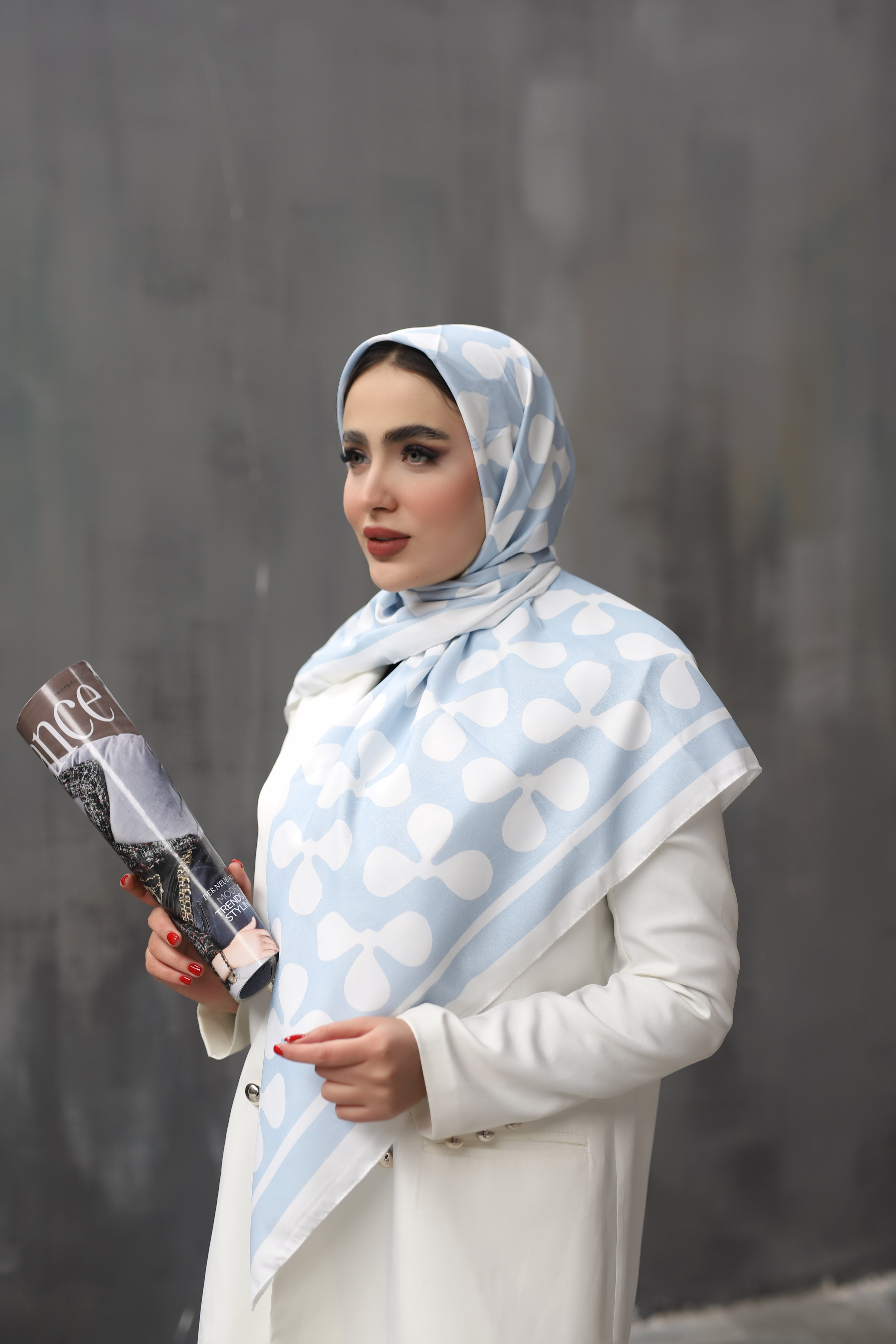 روسری ابریشم توییل پک ابی روشن بسته6طرحی کد r77 (عمده)