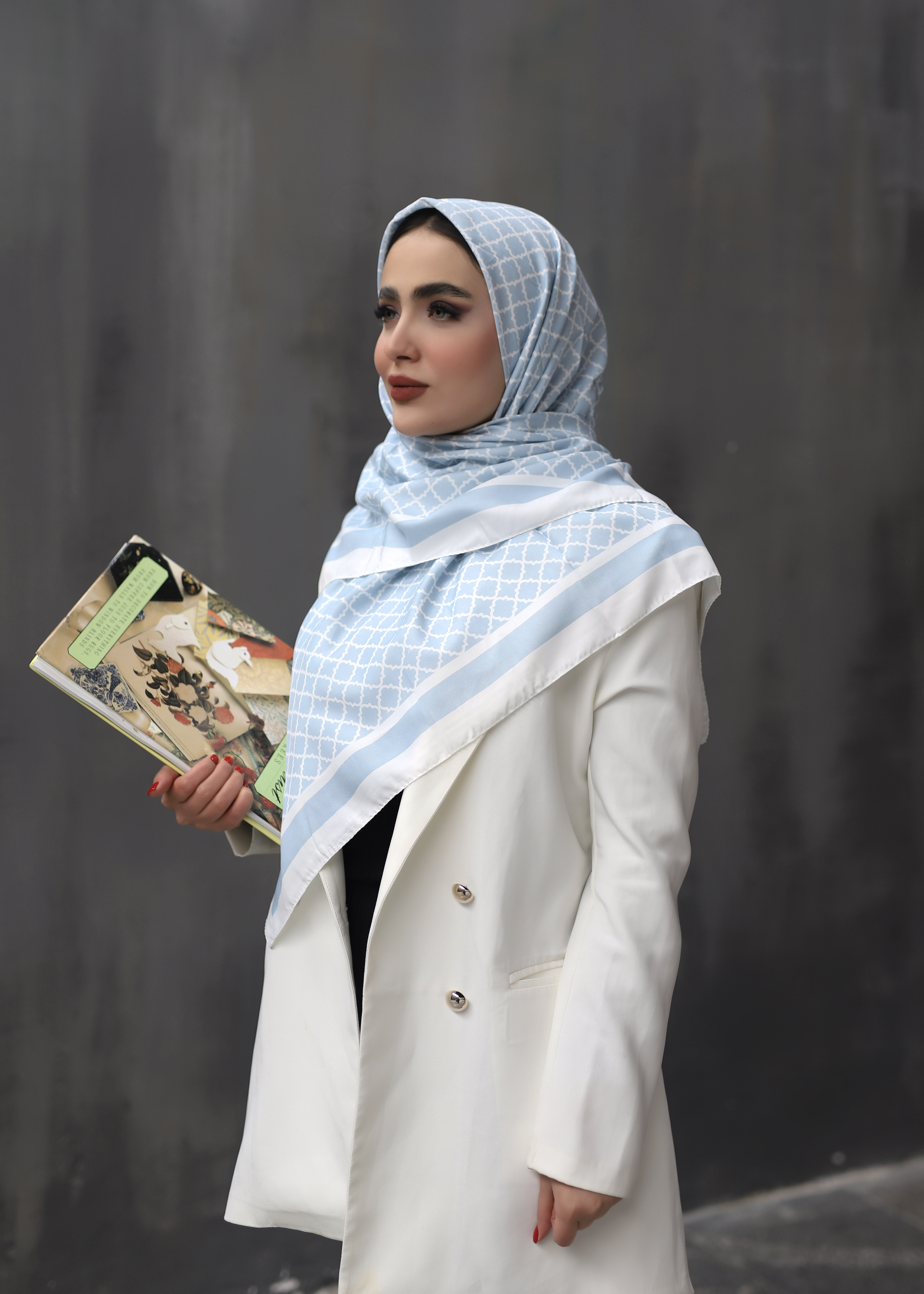 روسری ابریشم توییل پک ابی روشن بسته6طرحی کد r77 (عمده)