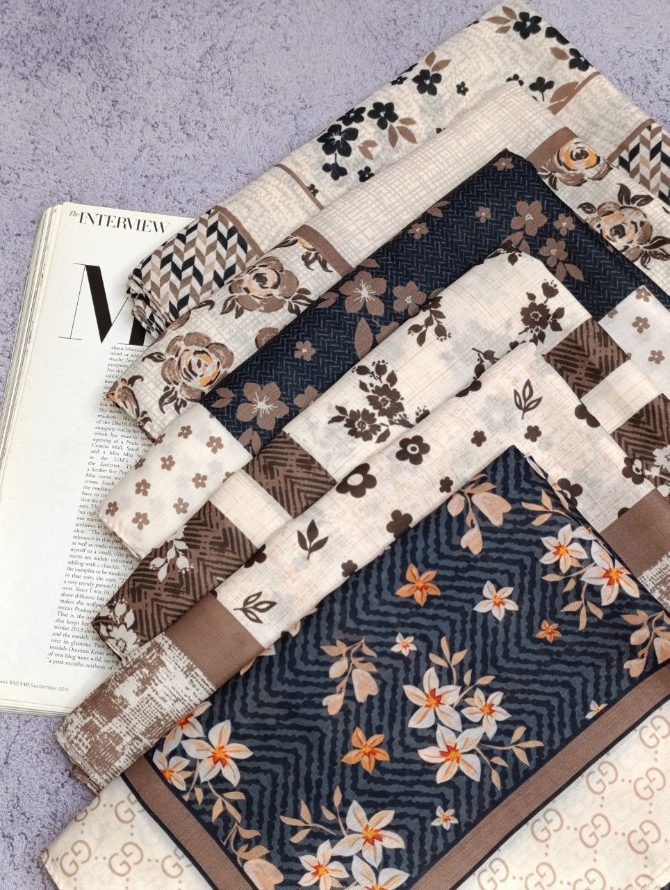 روسری نخی بسته6طرحی کد r83 (عمده)