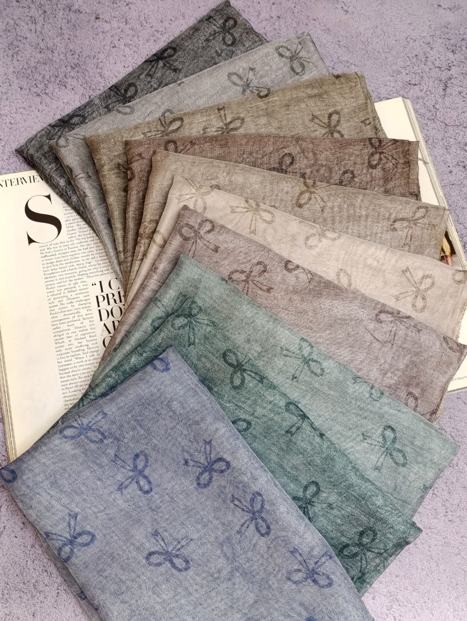شال حریر طرح پاپیون بسته10رنگی کد sh57 (عمده)