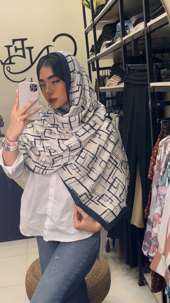 شال پلیسه پک سرمه ای بسته10طرحی کد sp53 (عمده)