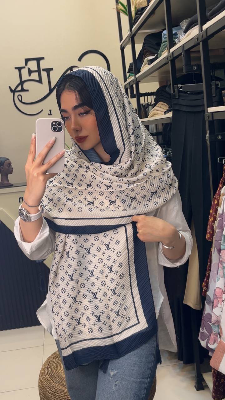 شال پلیسه پک سرمه ای بسته10طرحی کد sp53 (عمده)