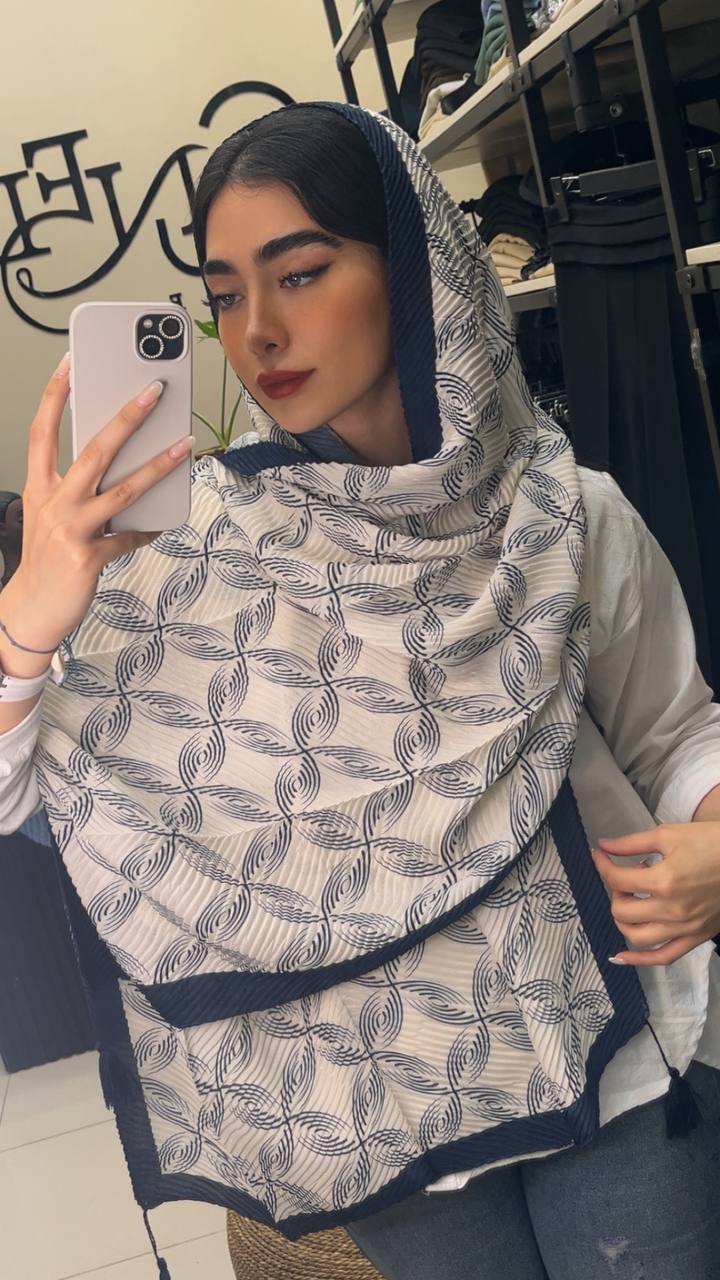 شال پلیسه پک سرمه ای بسته10طرحی کد sp53 (عمده)