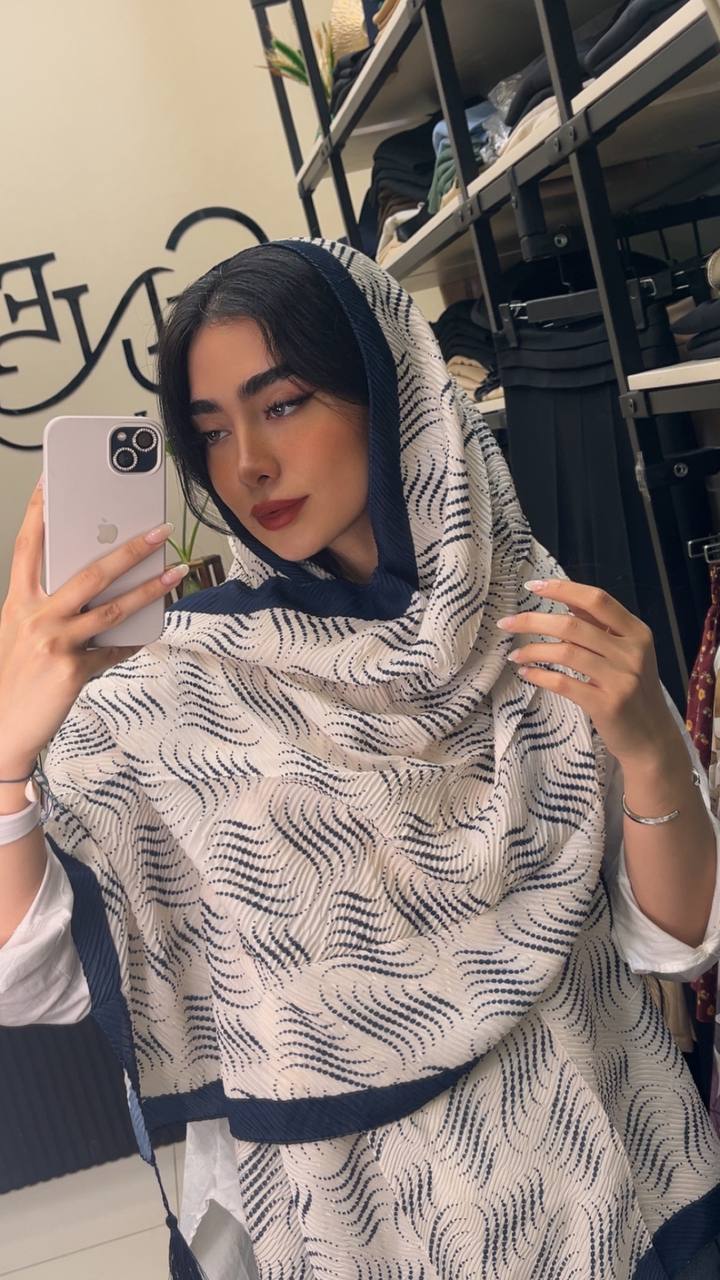 شال پلیسه پک سرمه ای بسته10طرحی کد sp53 (عمده)