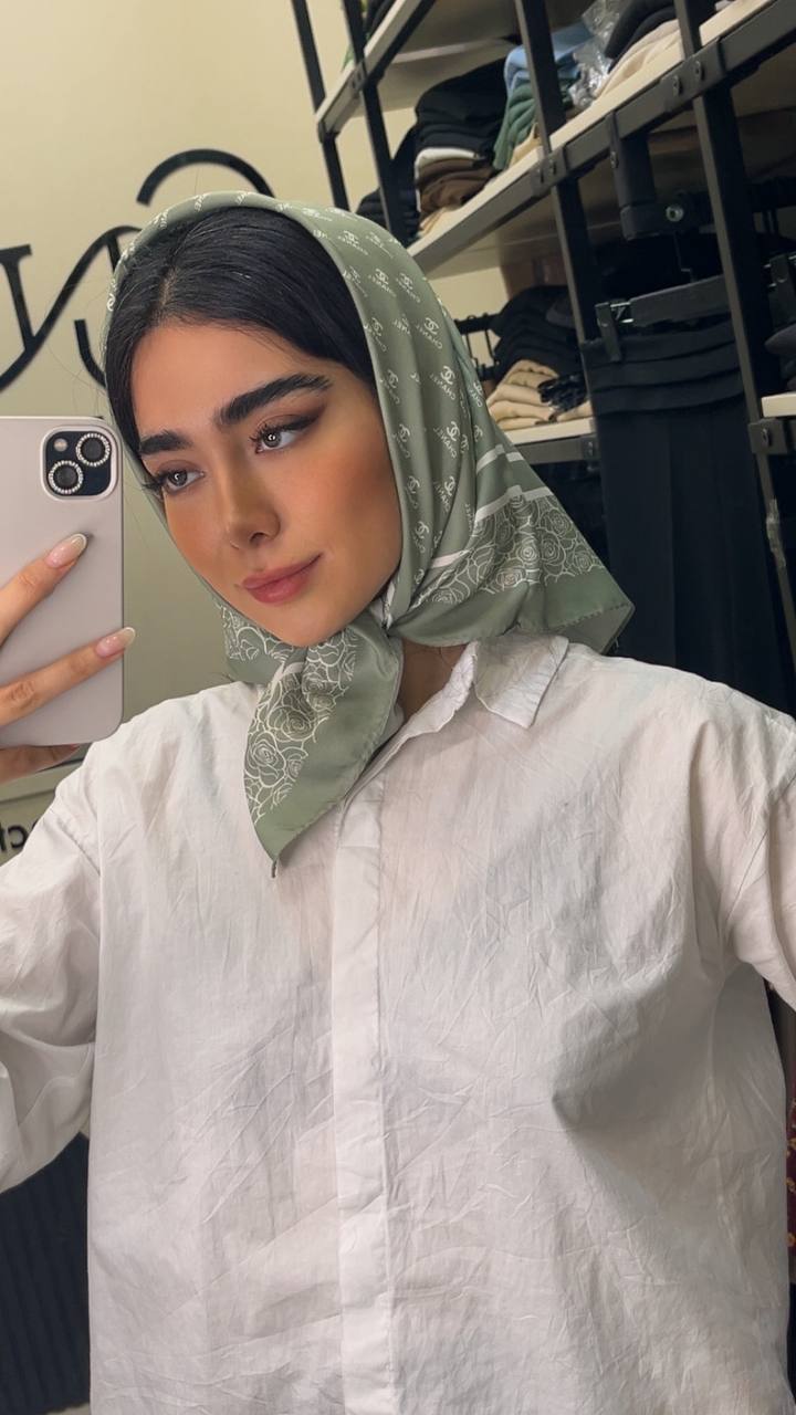 مینی اسکارف ابریشم توییل پک سبزپاستیلی بسته6طرحی کد mt45 (عمده)