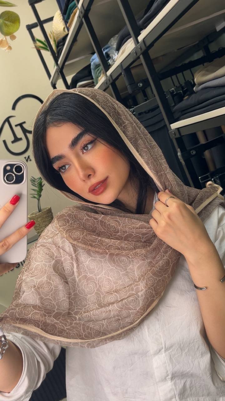 شال توری چاپی پک کرم بسته6طرحی کد sh65 (عمده)