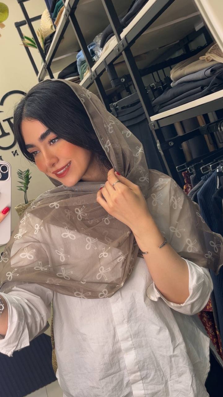 شال توری چاپی پک کرم بسته6طرحی کد sh65 (عمده)