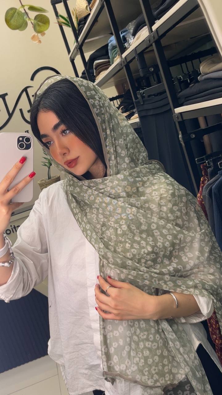 شال توری چاپی پک سبزپاستیلی بسته6طرحی کد sh46 (عمده)
