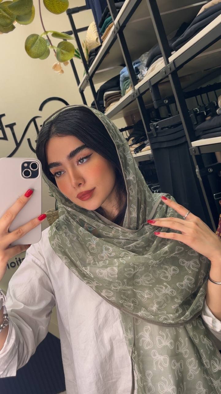 شال توری چاپی پک سبزپاستیلی بسته6طرحی کد sh46 (عمده)