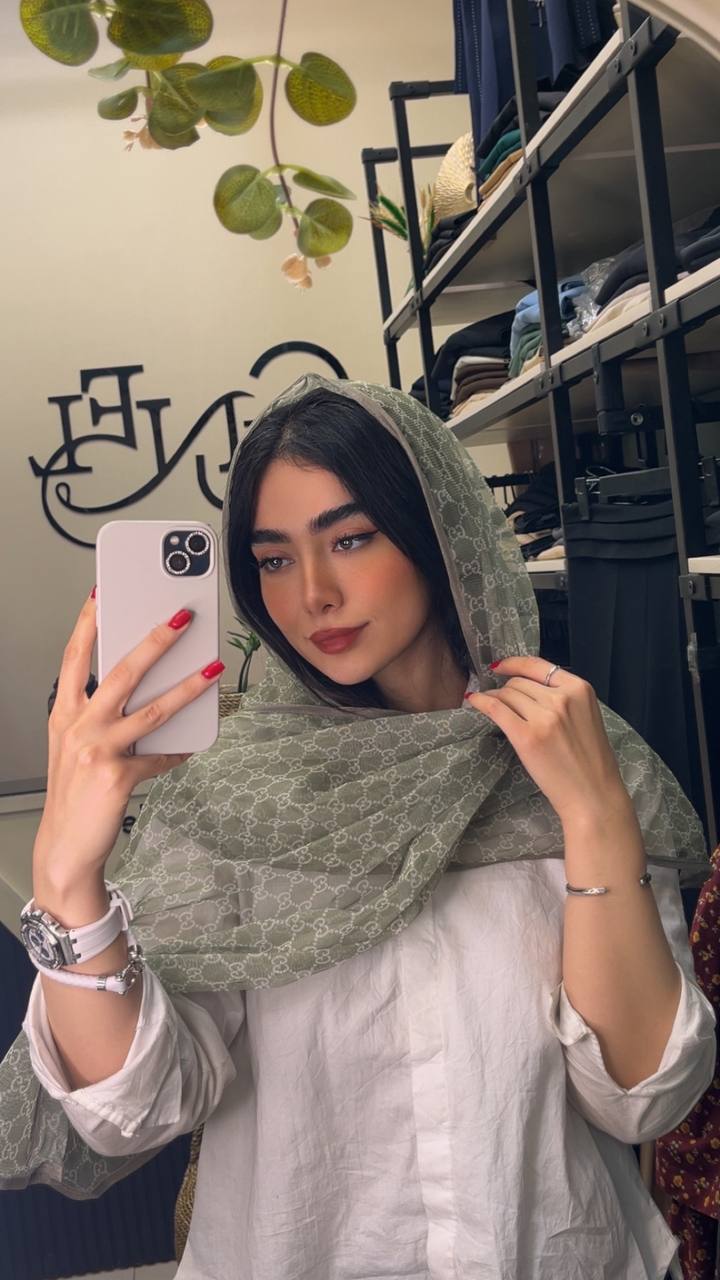 شال توری چاپی پک سبزپاستیلی بسته6طرحی کد sh46 (عمده)
