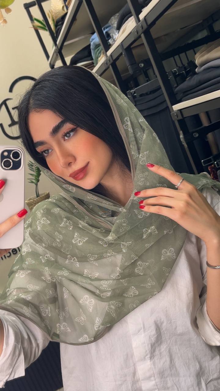 شال توری چاپی پک سبزپاستیلی بسته6طرحی کد sh46 (عمده)