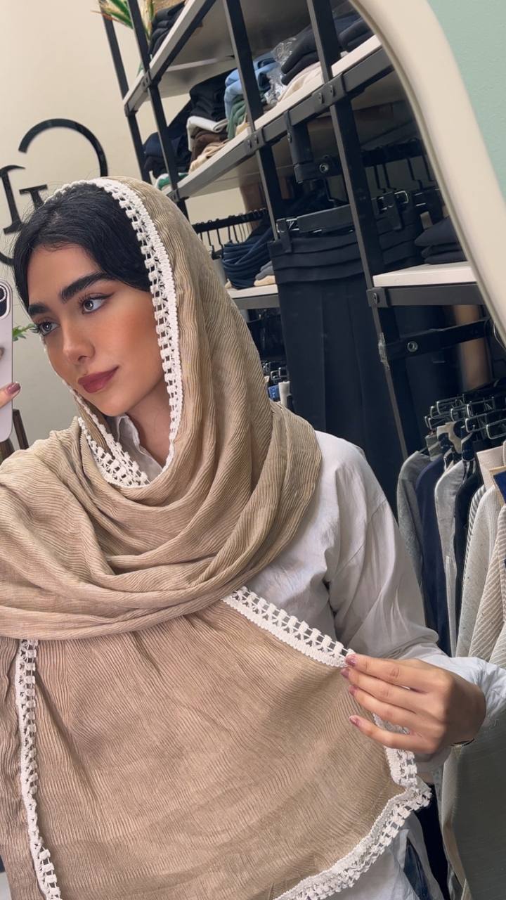 شال پلیسه سنگشور دورنوار پک کرم بسته5طرحی کد sp56 (عمده)