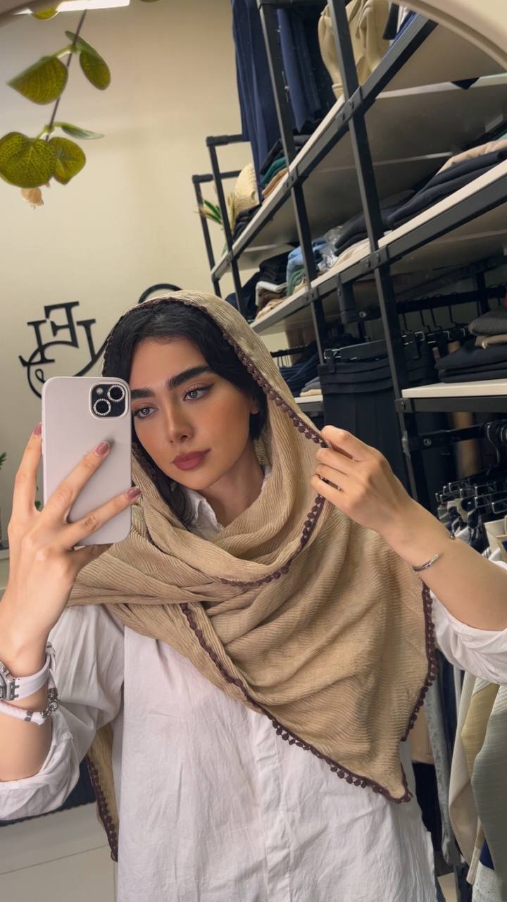 شال پلیسه سنگشور دورنوار پک کرم بسته5طرحی کد sp56 (عمده)