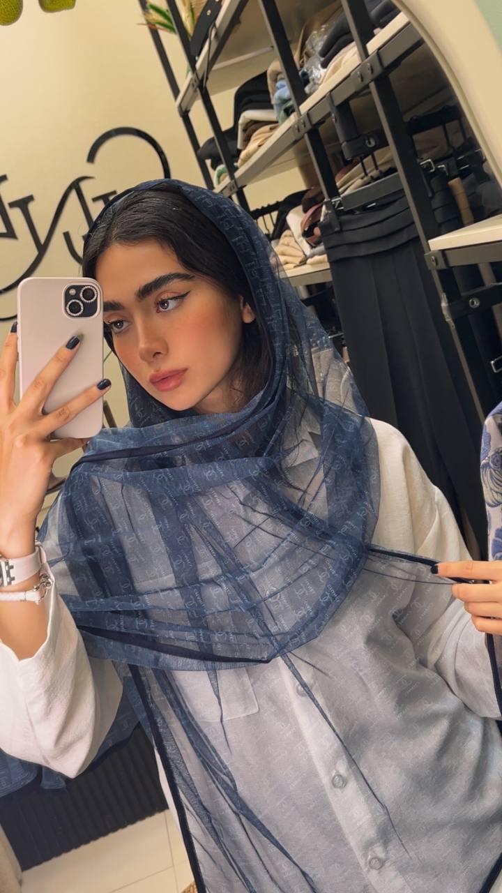 شال توری چاپی پک سرمه ای بسته6طرحی کد sh71 (عمده)