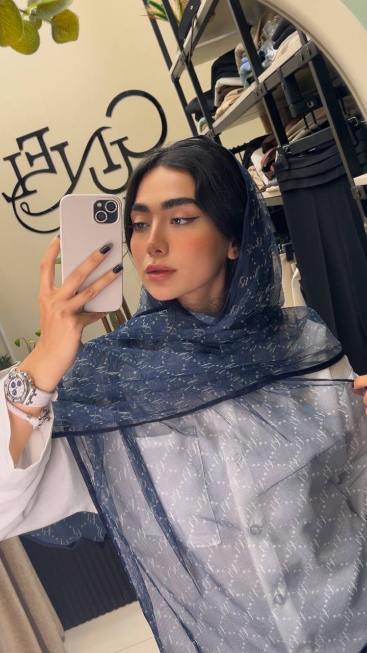 شال توری چاپی پک سرمه ای بسته6طرحی کد sh71 (عمده)