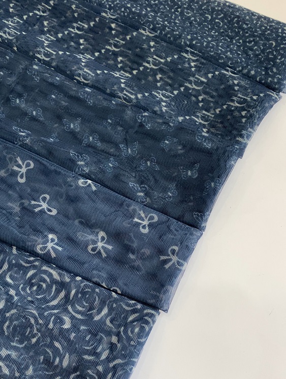 شال توری چاپی پک سرمه ای بسته6طرحی کد sh71 (عمده)