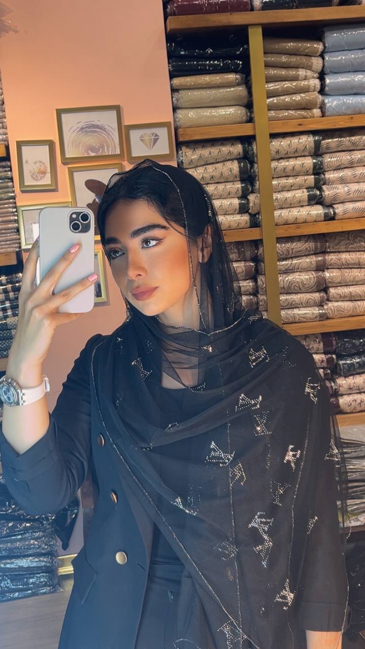 شال توری نگینی دورلمه بسته5طرحی sm73 (عمده)