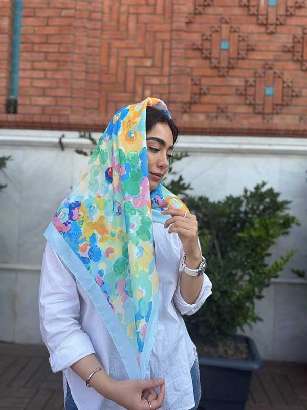 روسری کوپرا دورنگین نگین نقره ای و مشکی سری انتخابی کد rm22 (عمده)
