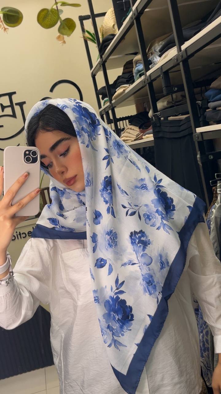 روسری نخی ابرنگی پک ابی بسته8طرحی کد r93 (عمده)