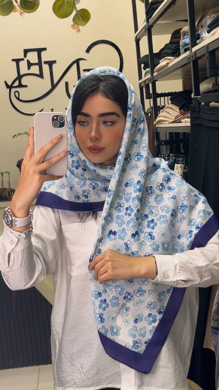 روسری نخی ابرنگی پک ابی بسته8طرحی کد r93 (عمده)