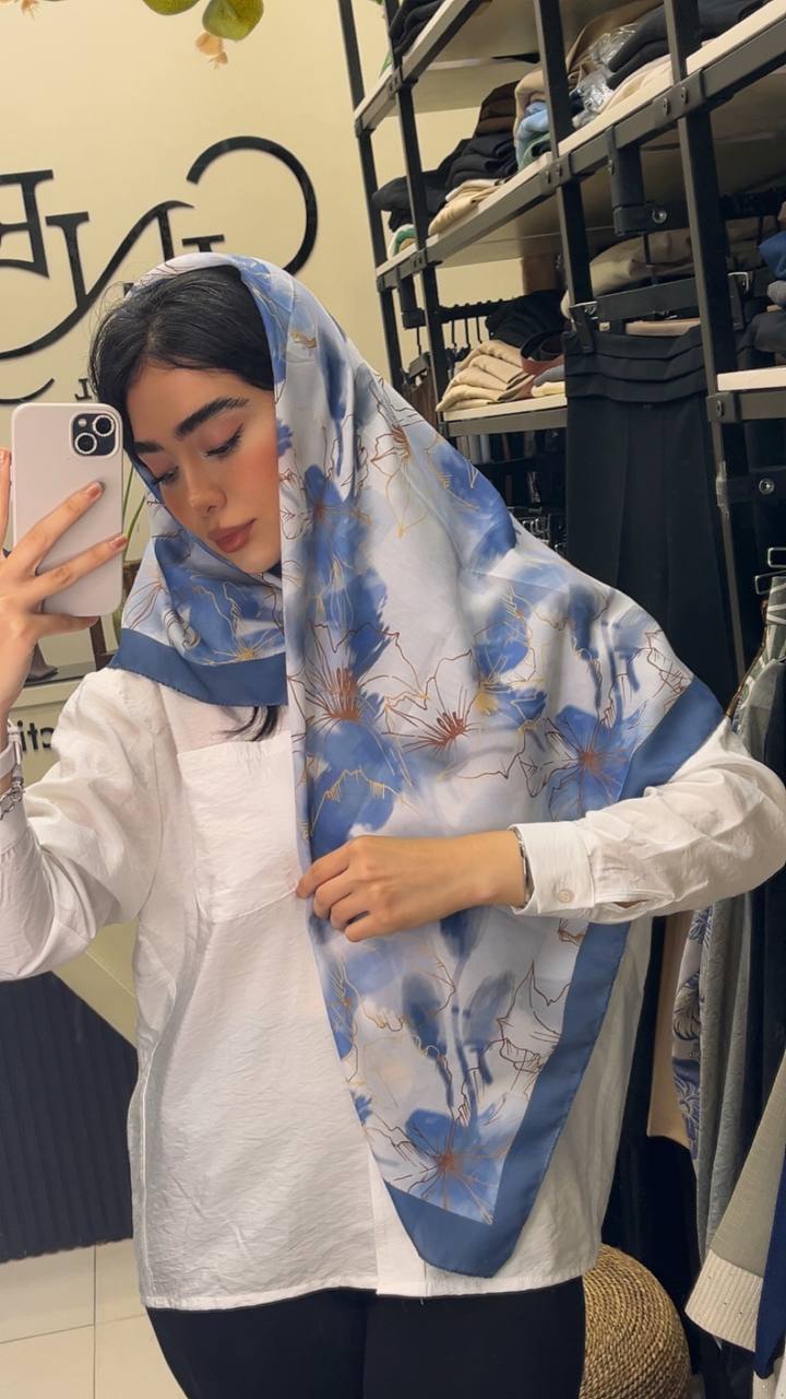 روسری نخی ابرنگی پک ابی بسته8طرحی کد r93 (عمده)