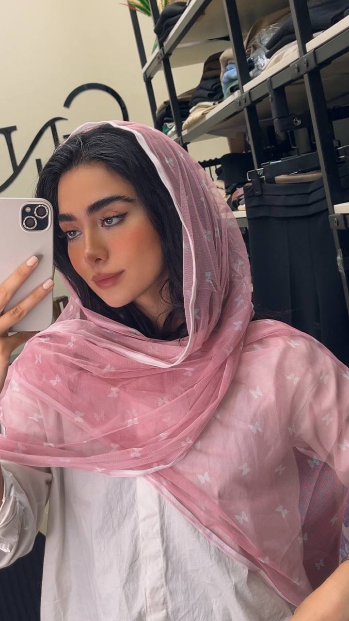 شال توری پک صورتی بسته6طرحی کد sh52 (عمده)