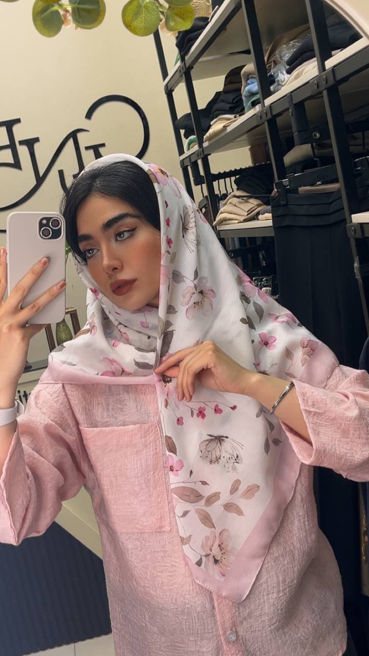 روسری نخی ابرنگی پک صورتی بسته8طرحی کد r98 (عمده)