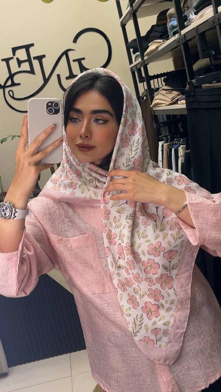 روسری نخی ابرنگی پک صورتی بسته8طرحی کد r98 (عمده)